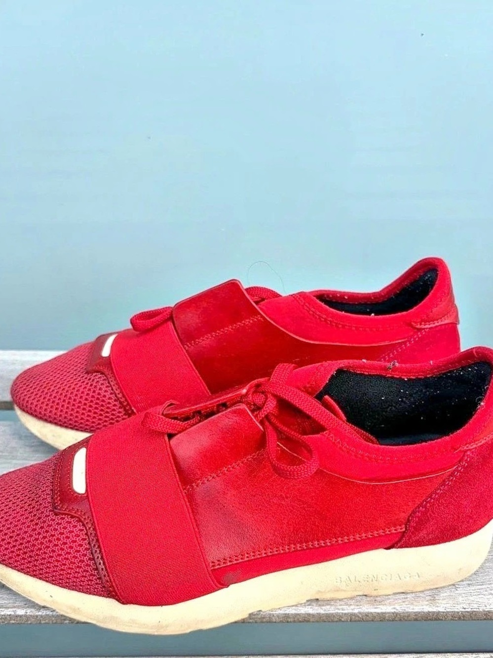 Balenciaga Race Runner Leather Mesh Lace Up Women's Sneakers Size 38